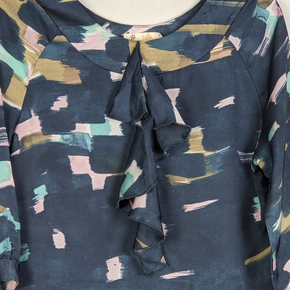 Tulle Ruffled career blouse sz S - Picture 3 of 6